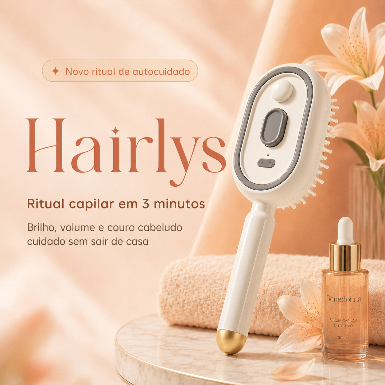 Hairlys — Escova Elétrica Capilar 3 em 1