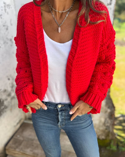 Cardigan Feminino Tricô Artesanal Lapela
