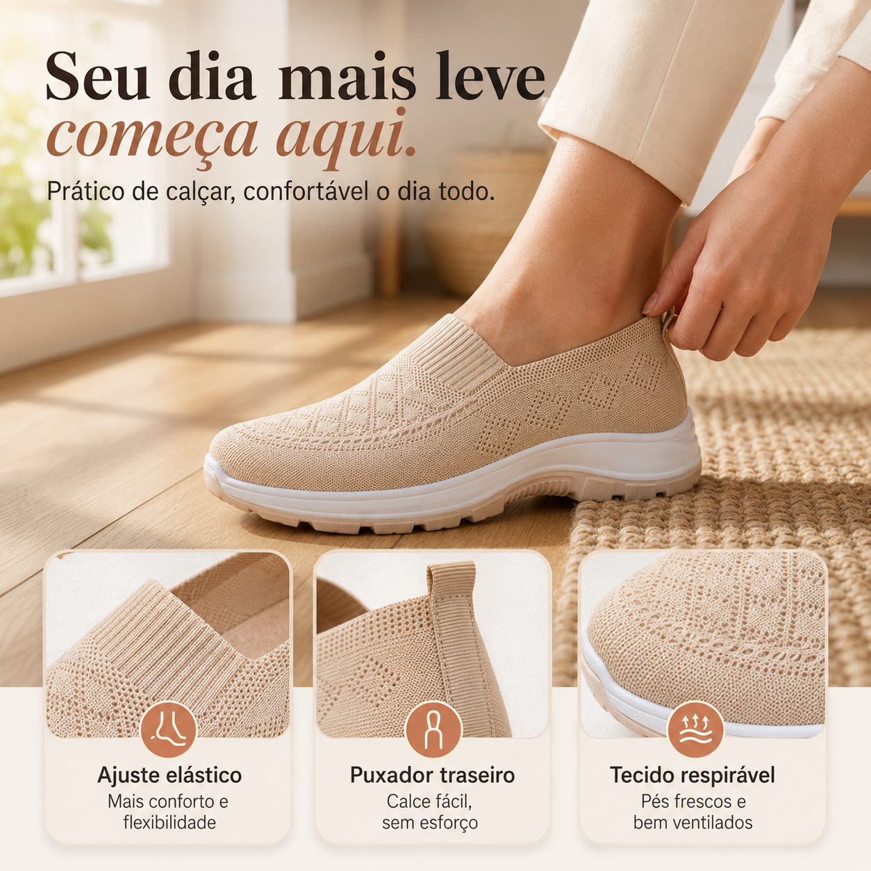 Sapatilha Slip-On Respirável Antiderrapante