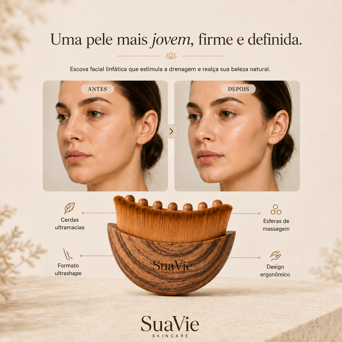 SuaVie - Escova de Drenagem Linfática Facial