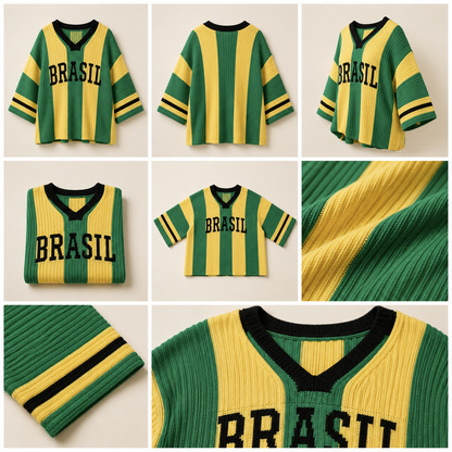 Verde & Ouro - Blusa Tricô Oversized Copa do Mundo Feminina