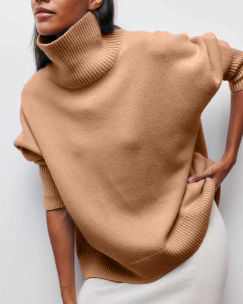 Blusa Feminina Oversized Gola Alta Dobrável
