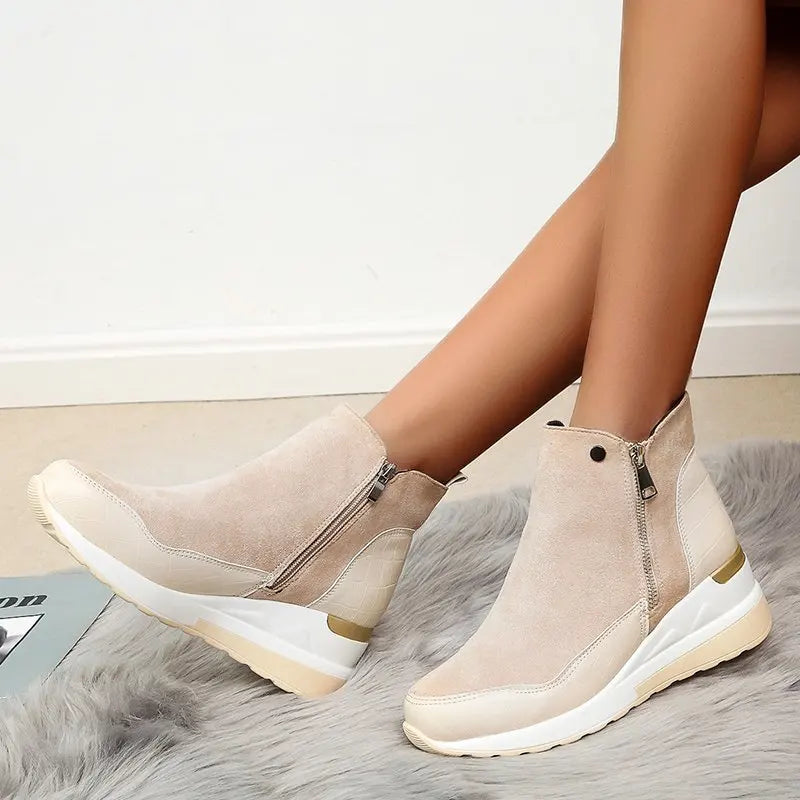 Bota Feminina Cano Curto Salto Anabela