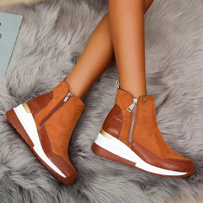 Bota Feminina Cano Curto Salto Anabela