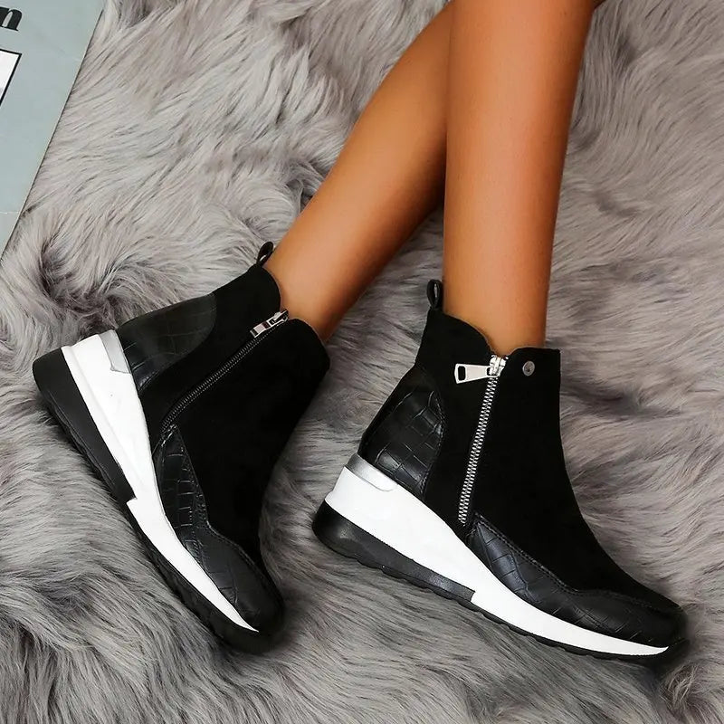 Bota Feminina Cano Curto Salto Anabela
