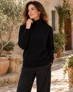 Suéter Feminino de Caxemira Gola Alta - Preto