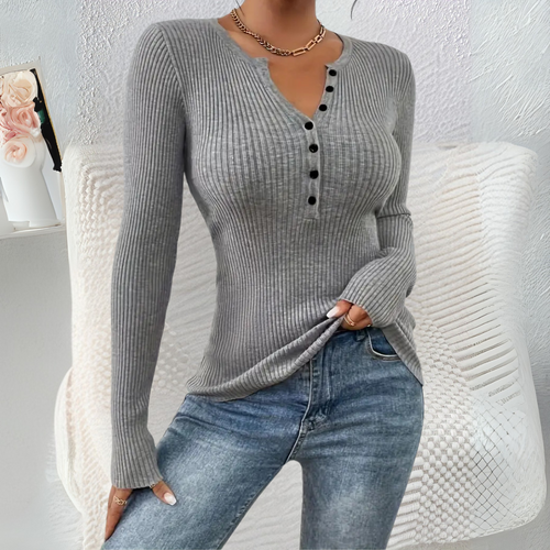 Blusa ajustada de mangas longas com botões frontais — Bene Donna — imagem 02