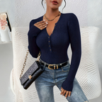 Blusa ajustada de mangas longas com botões frontais — Bene Donna — imagem 03