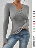 Blusa ajustada de mangas longas com botões no decote — Bene Donna — imagem 01