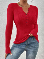 Blusa ajustada de mangas longas com botões no decote — Bene Donna — imagem 06