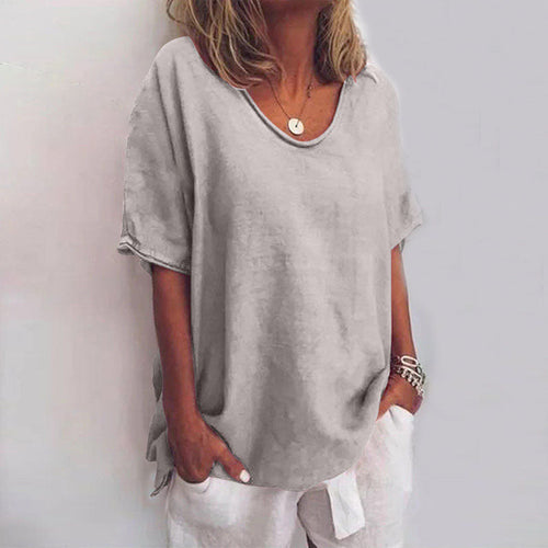 Blusa ampla de mangas curtas com decote redondo — Bene Donna — imagem 02