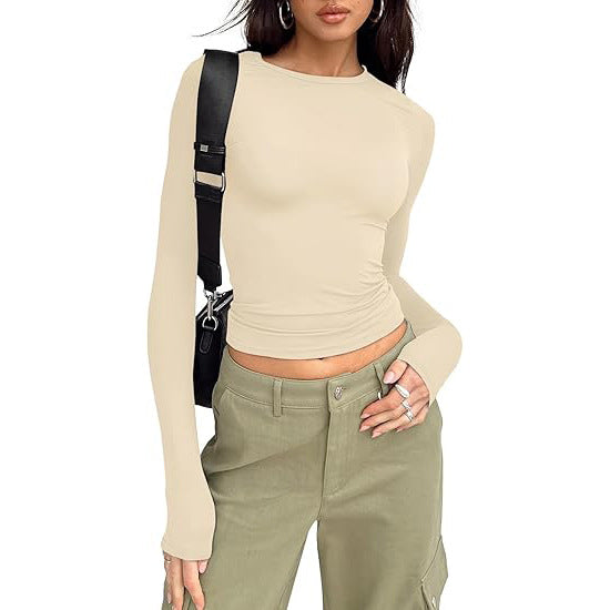 Blusa cropped de mangas longas e gola redonda — Bene Donna — imagem 06