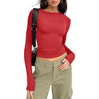 Blusa cropped de mangas longas e gola redonda — Bene Donna — imagem 07