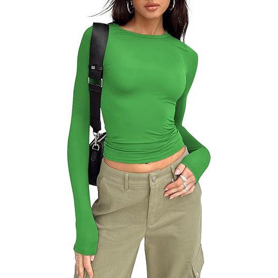 Blusa cropped de mangas longas e gola redonda — Bene Donna — imagem 09