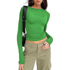 Blusa cropped de mangas longas e gola redonda — Bene Donna — imagem 09