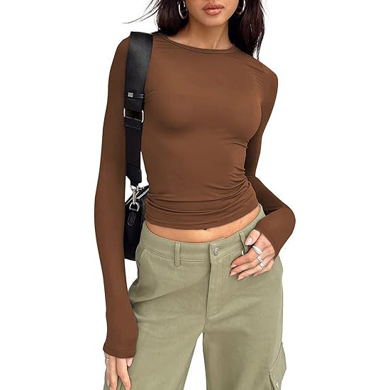 Blusa cropped de mangas longas e gola redonda — Bene Donna — imagem 10