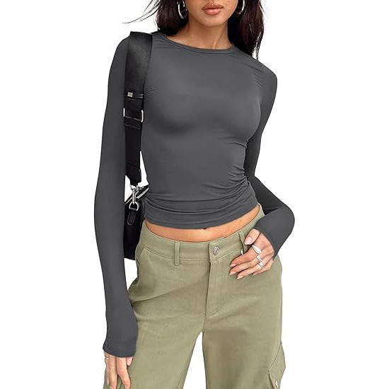 Blusa cropped de mangas longas e gola redonda — Bene Donna — imagem 11