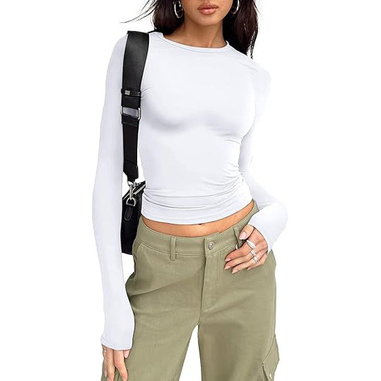 Blusa cropped de mangas longas e gola redonda — Bene Donna — imagem 18