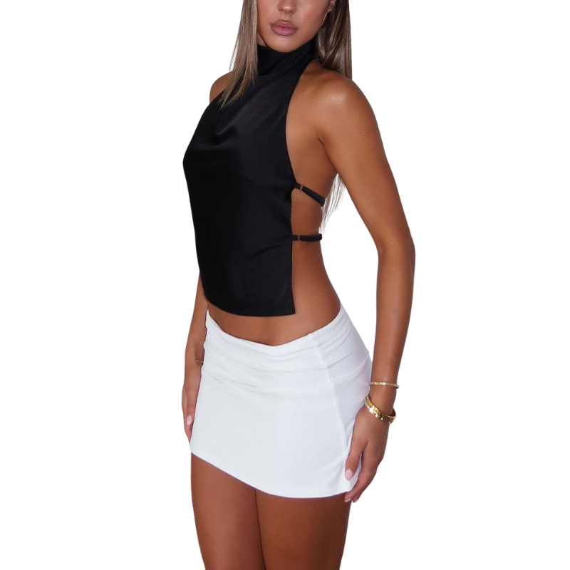 Blusa cropped frente única de gola alta — Bene Donna — imagem 03