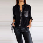 Blusa de algodão com detalhes de paetês e bolso frontal — Bene Donna — imagem 01