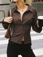 Blusa de botões com cintura definida e mangas amplas — Bene Donna — imagem 04