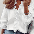 Blusa de decote V com babados e mangas volumosas — Bene Donna — imagem 01