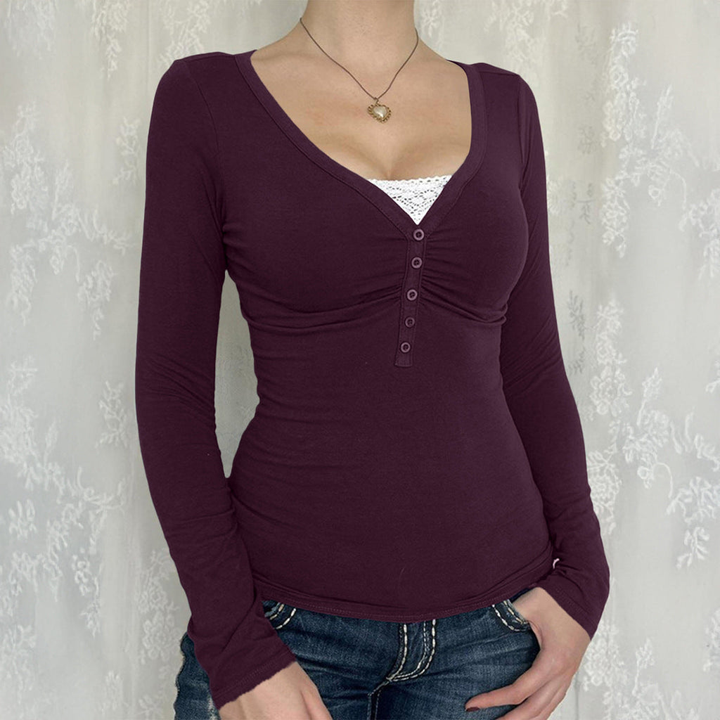 Blusa de decote V com botões e mangas longas — Bene Donna — imagem 06
