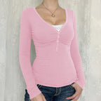 Blusa de decote V com botões e mangas longas — Bene Donna — imagem 14
