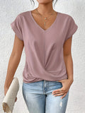 Blusa de decote V com frente torcida e mangas curtas — Bene Donna — imagem 01