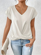 Blusa de decote V com frente torcida e mangas curtas — Bene Donna — imagem 05