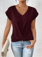 Blusa de decote V com frente torcida e mangas curtas — Bene Donna — imagem 07