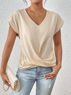 Blusa de decote V com frente torcida e mangas curtas — Bene Donna — imagem 08