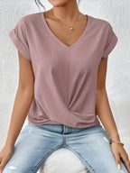 Blusa de decote V com frente torcida e mangas curtas — Bene Donna — imagem 09
