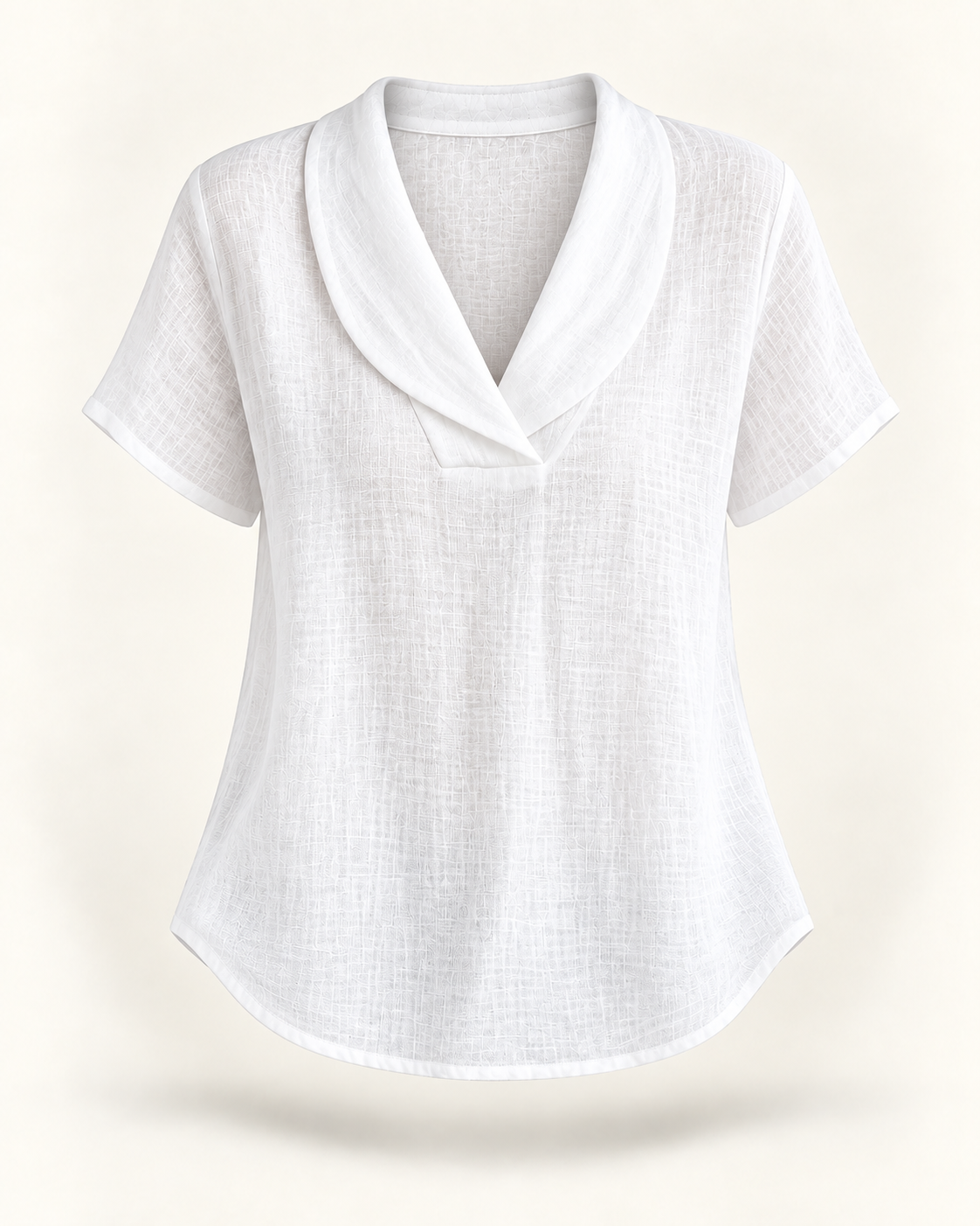 Blusa de decote V com gola dobrada e mangas curtas — Bene Donna — imagem 05