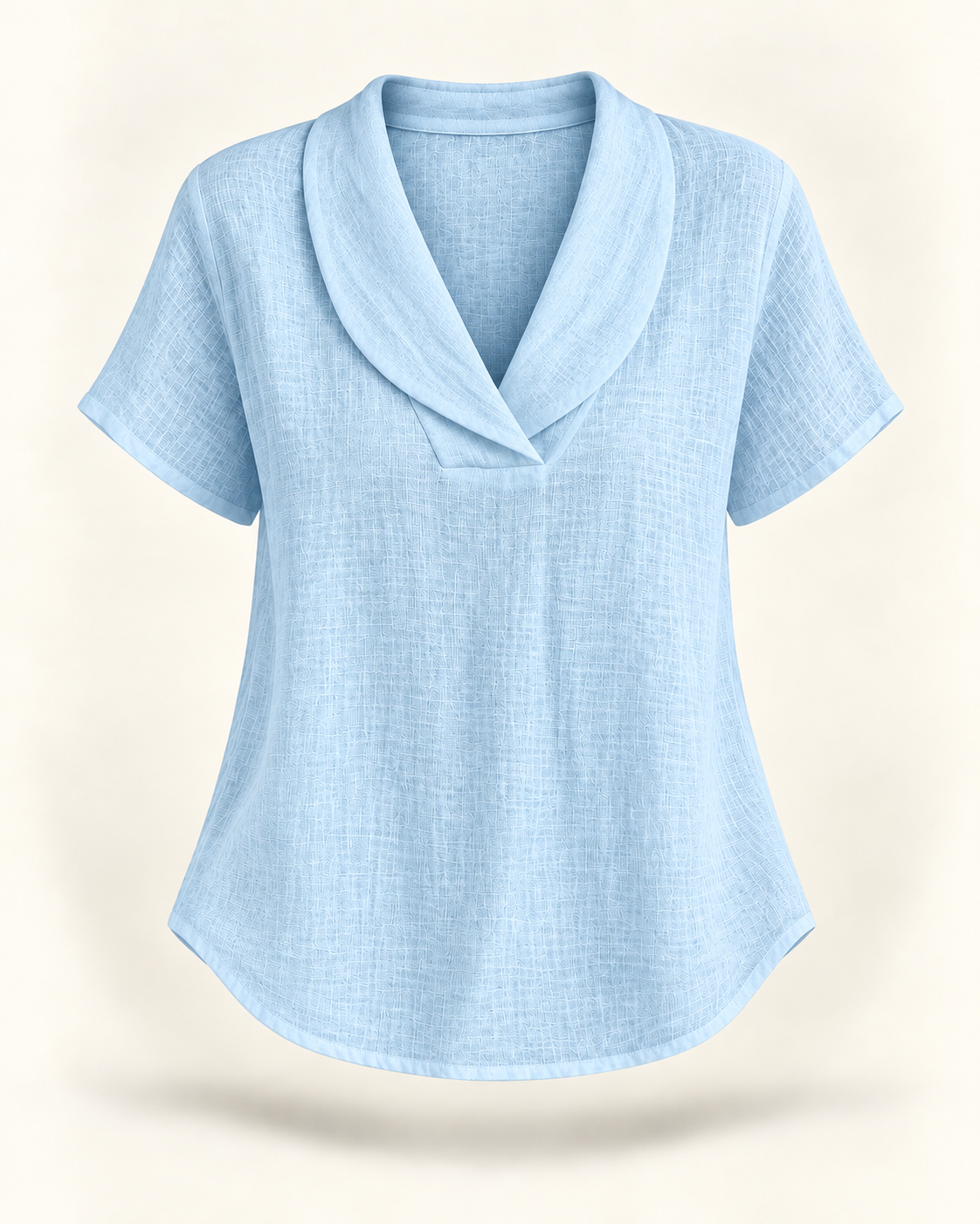 Blusa de decote V com gola dobrada e mangas curtas — Bene Donna — imagem 06