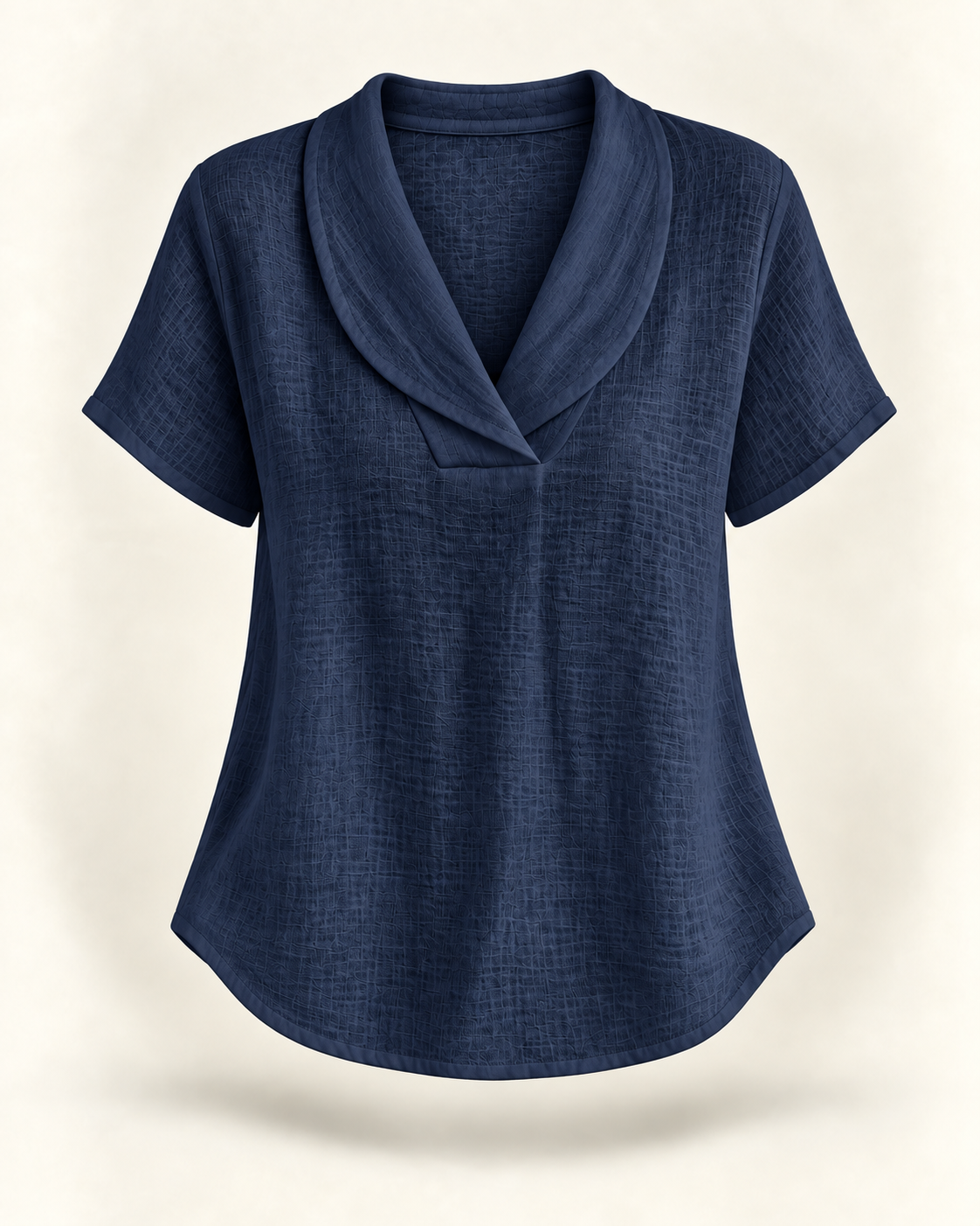Blusa de decote V com gola dobrada e mangas curtas — Bene Donna — imagem 07