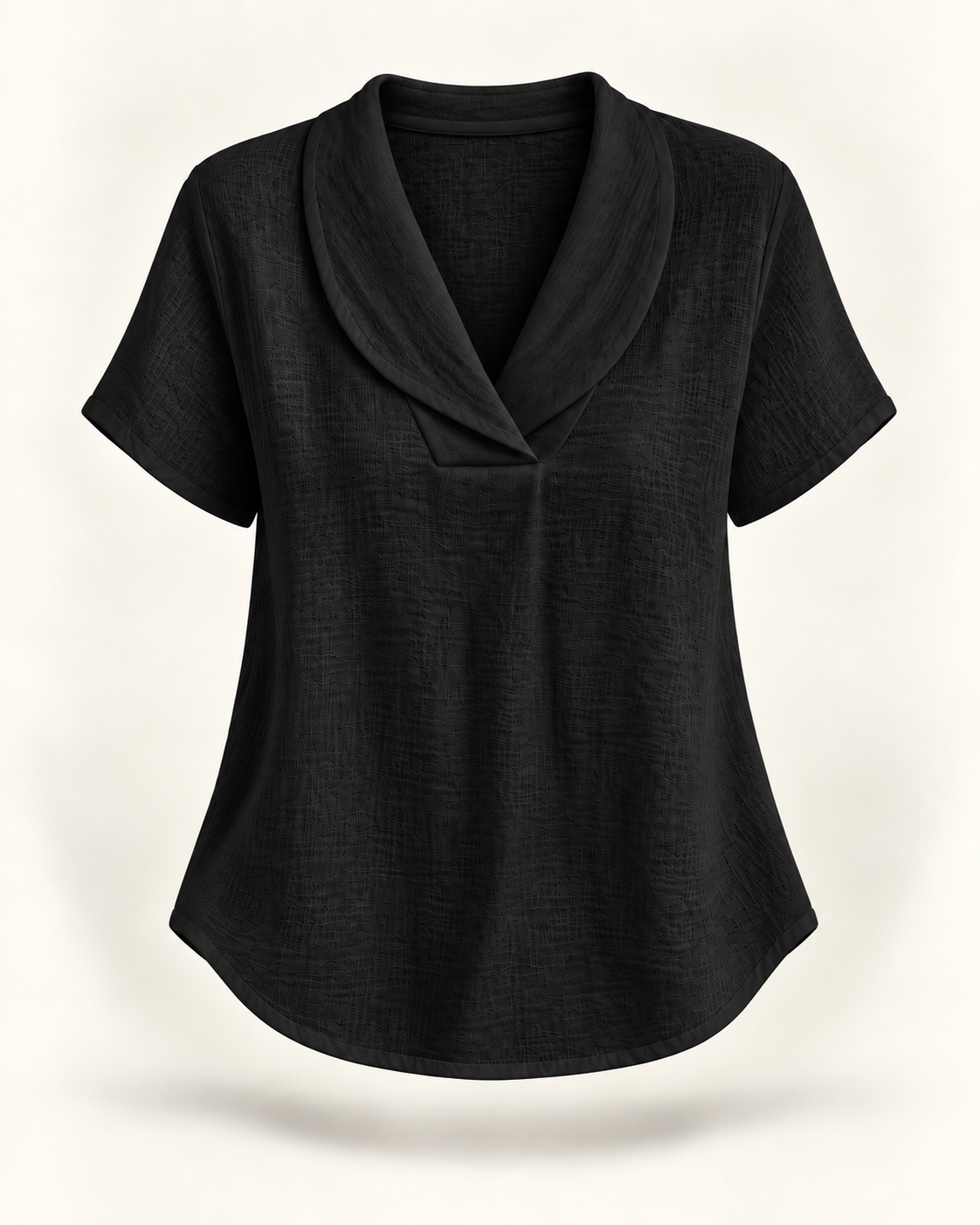 Blusa de decote V com gola dobrada e mangas curtas — Bene Donna — imagem 08