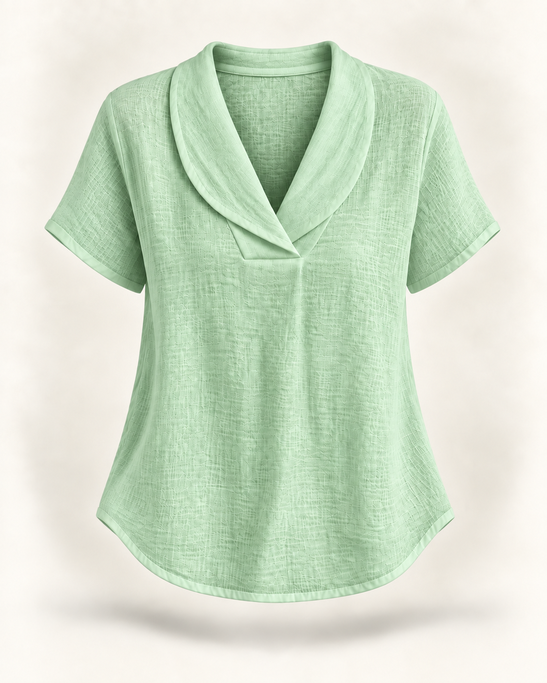Blusa de decote V com gola dobrada e mangas curtas — Bene Donna — imagem 09