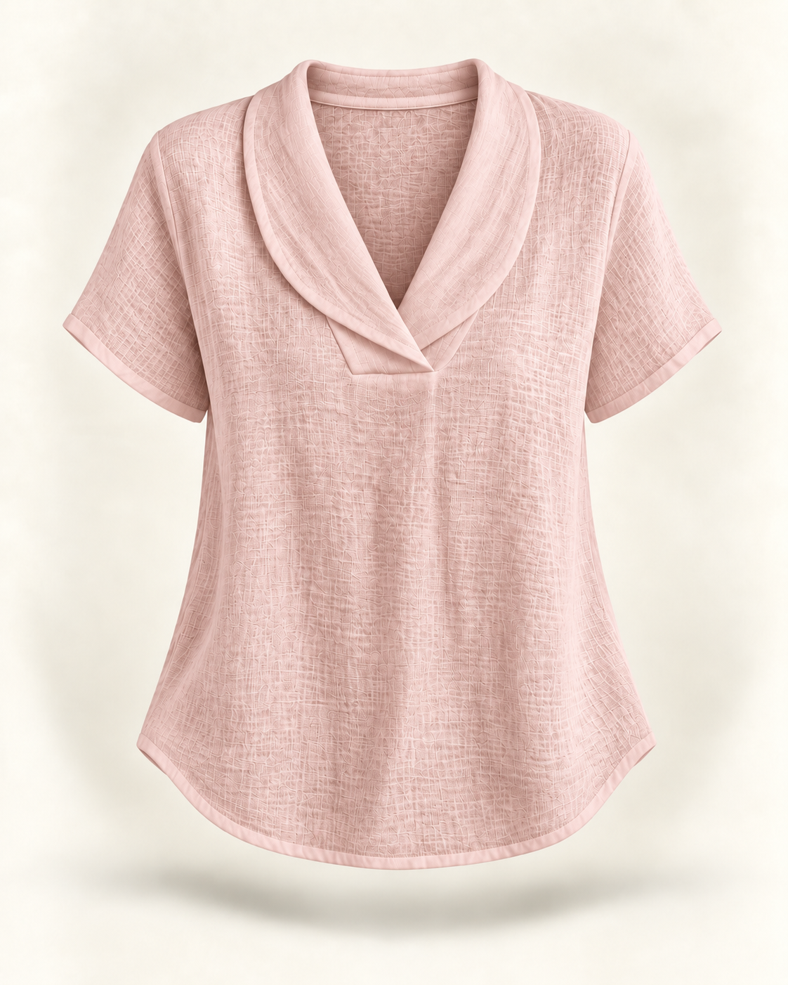 Blusa de decote V com gola dobrada e mangas curtas — Bene Donna — imagem 10
