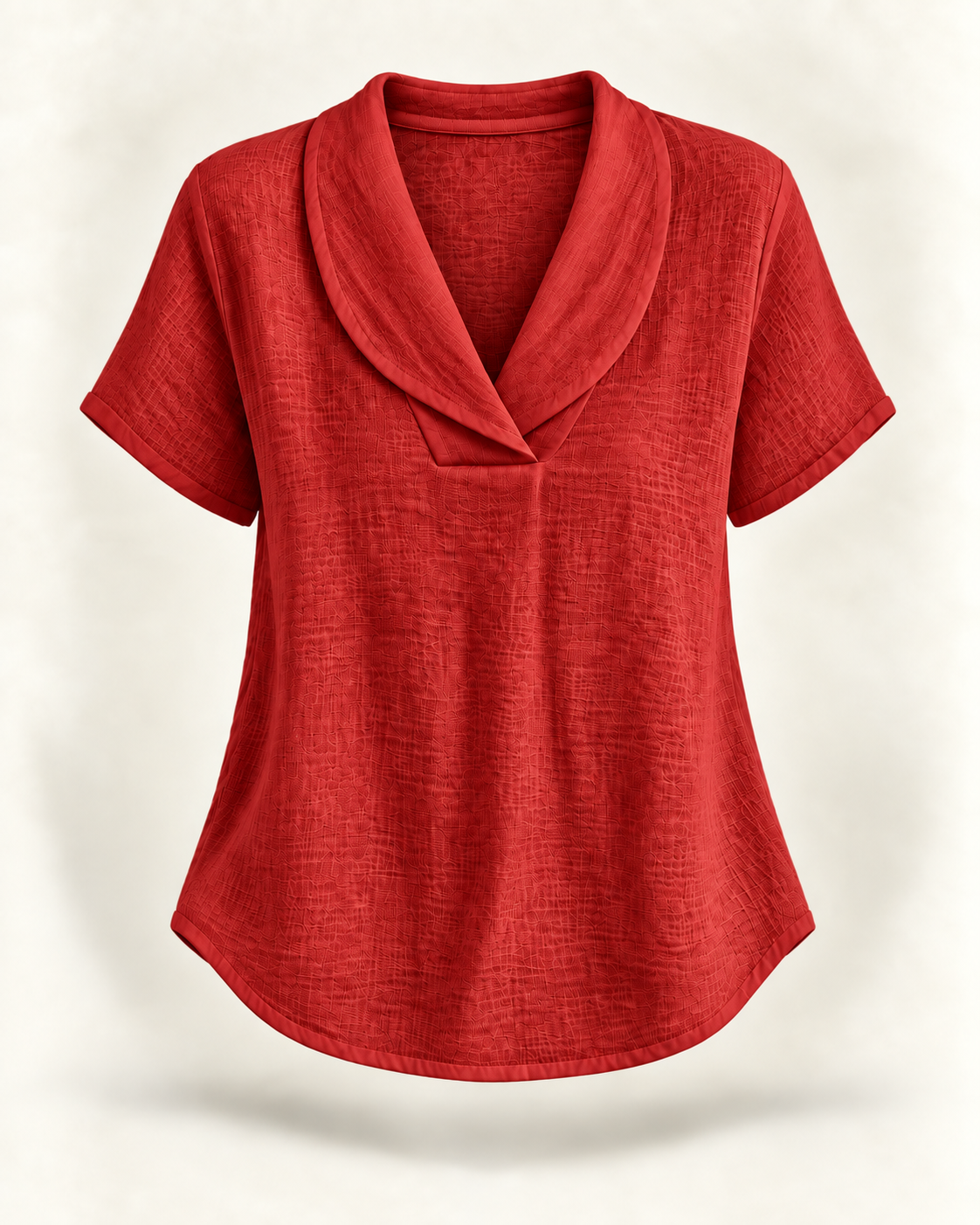 Blusa de decote V com gola dobrada e mangas curtas — Bene Donna — imagem 11