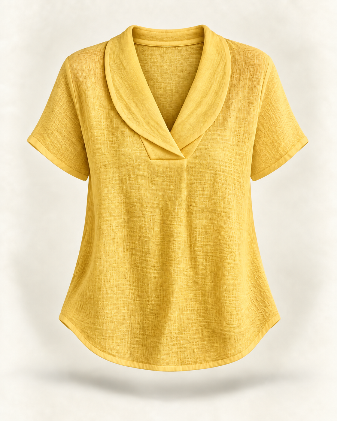 Blusa de decote V com gola dobrada e mangas curtas — Bene Donna — imagem 12