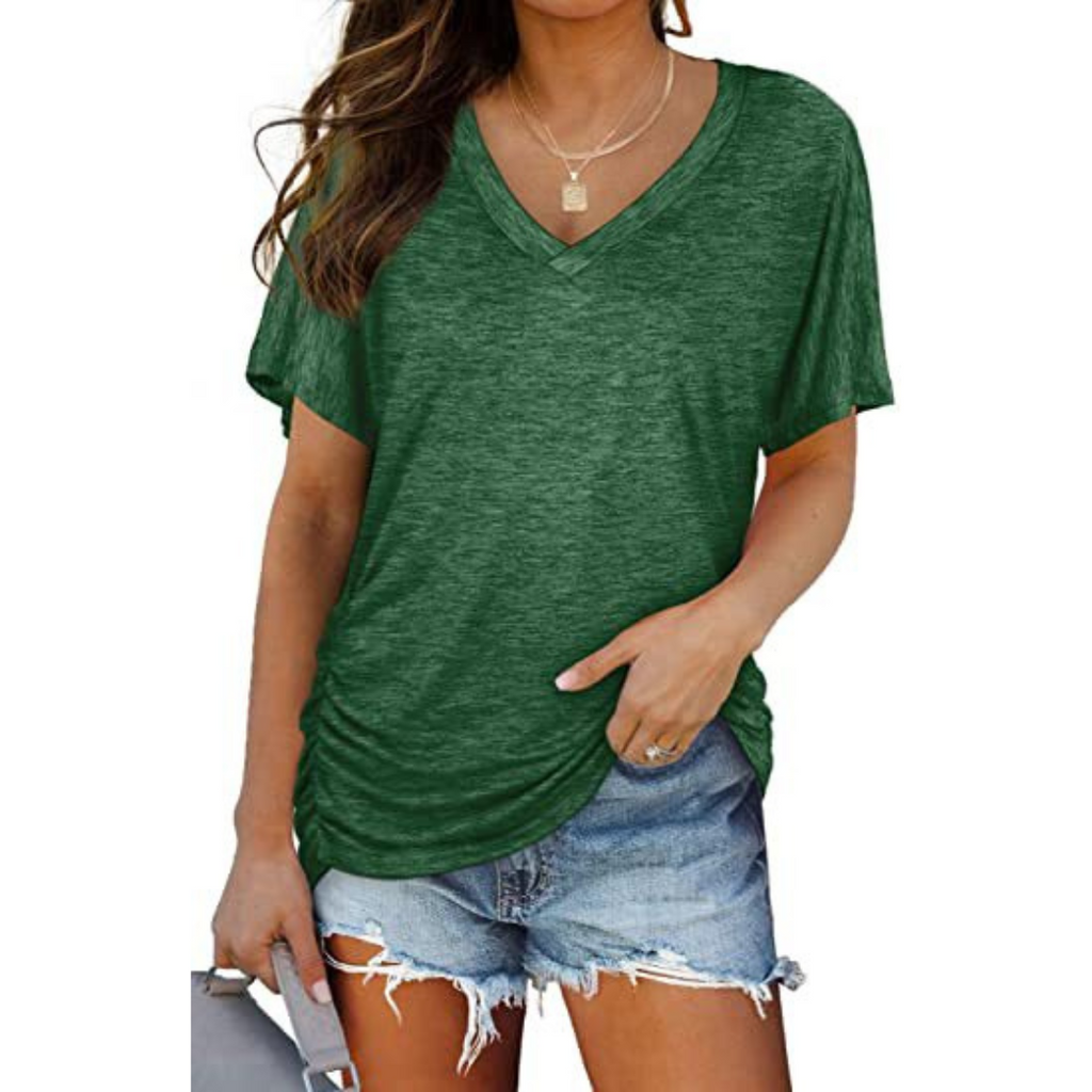 Blusa de decote V com mangas morcego e caimento amplo — Bene Donna — imagem 02
