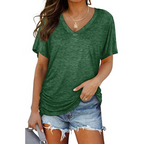 Blusa de decote V com mangas morcego e caimento amplo — Bene Donna — imagem 02