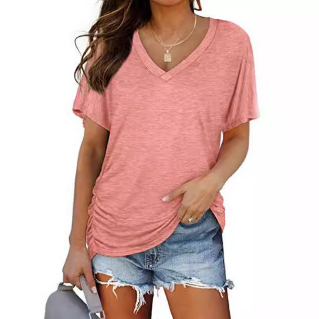 Blusa de decote V com mangas morcego e caimento amplo — Bene Donna — imagem 04