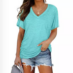 Blusa de decote V com mangas morcego e caimento amplo — Bene Donna — imagem 07