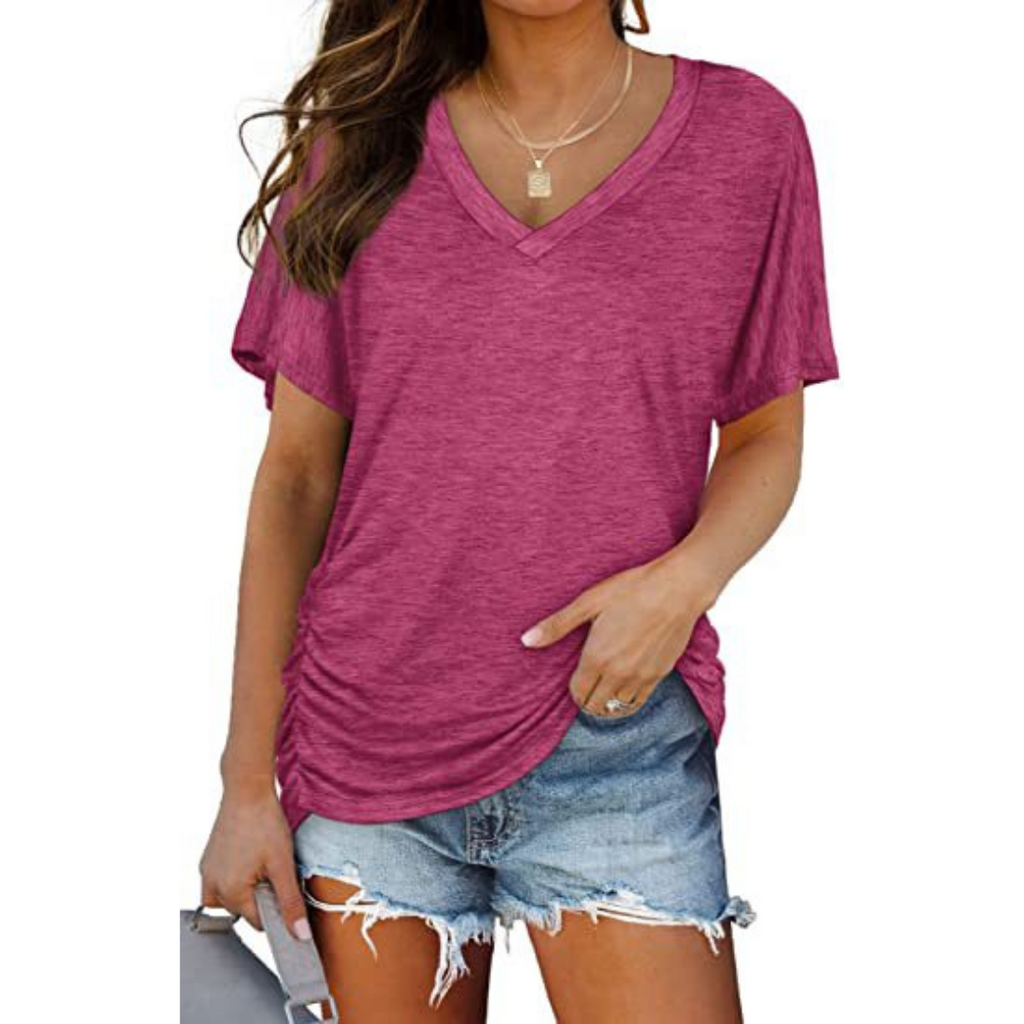 Blusa de decote V com mangas morcego e caimento amplo — Bene Donna — imagem 09