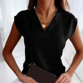 Blusa de decote V com ombros estendidos e linhas simples — Bene Donna — imagem 01
