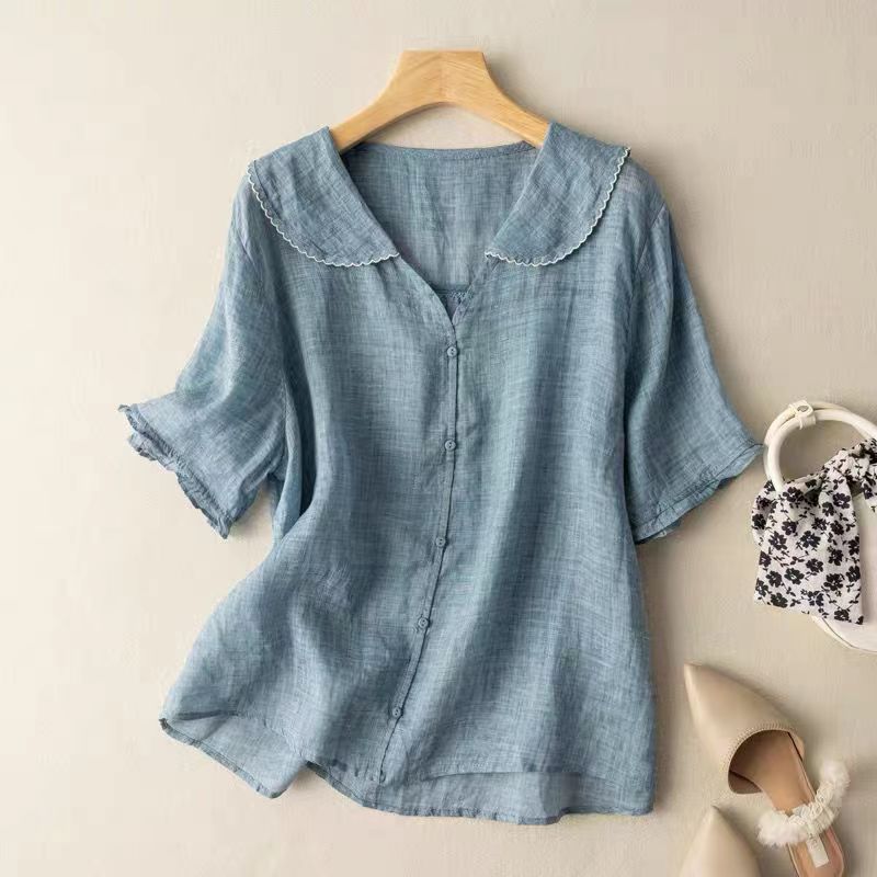 Blusa de gola recortada e modelagem solta — Bene Donna — imagem 03