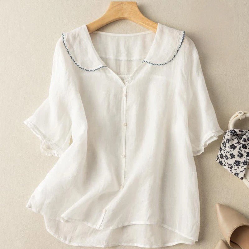 Blusa de gola recortada e modelagem solta — Bene Donna — imagem 05