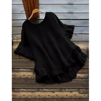 Blusa de mangas curtas com babados na barra — Bene Donna — imagem 02